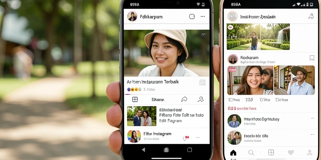 Tampilan antarmuka aplikasi 898A dengan berbagai pilihan filter Instagram.