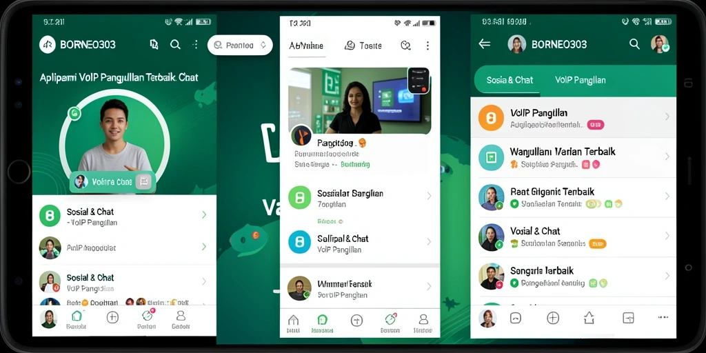 Antarmuka pengguna BORNEO303 yang intuitif dan fungsional untuk panggilan VoIP.