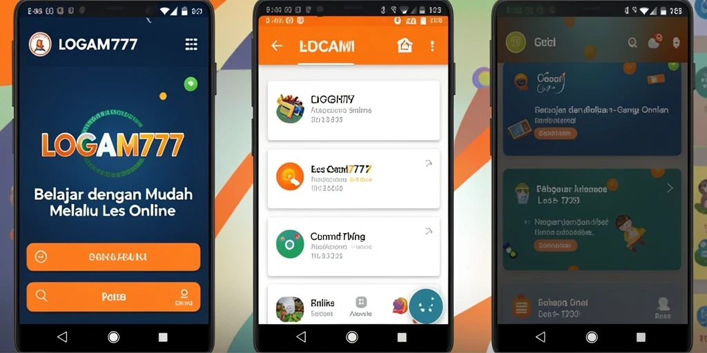 Antarmuka aplikasi LOGAM777 yang menarik dan interaktif untuk Les Online.