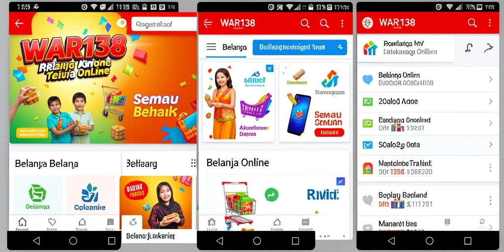 Antarmuka aplikasi WAR138 yang menarik dan mudah digunakan untuk belanja online.